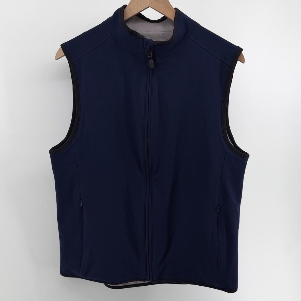 Mizzen Main Mens Medium Navy Blue Sport Performance Vest Full Zip Stretch Heavy